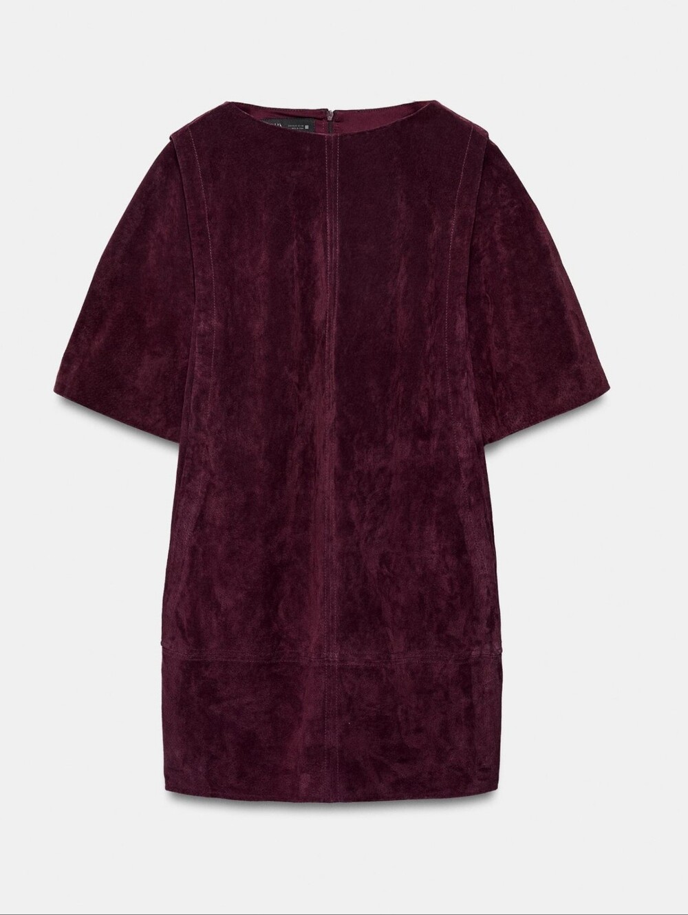 Zara 100 suede leather short dress burgundy dress SIZE  M